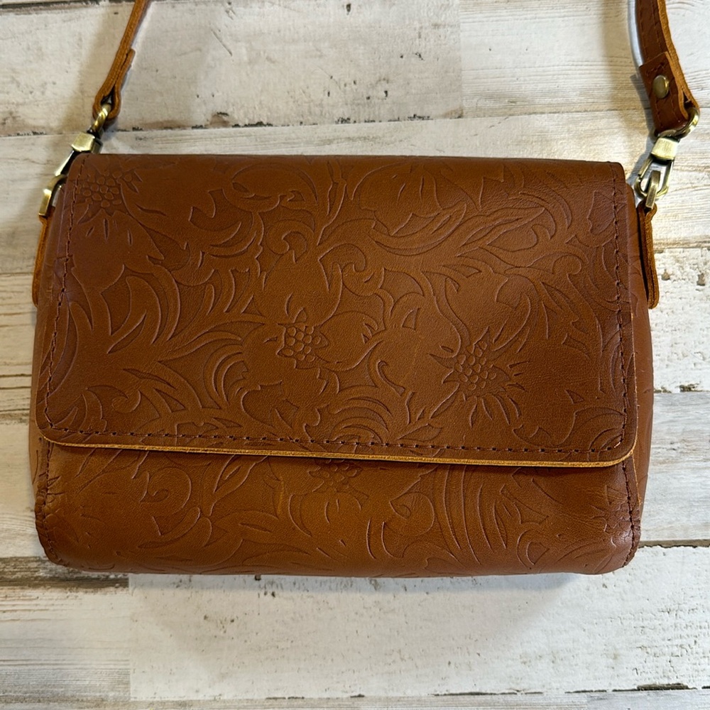 Portland Leather Embossed Crossbody